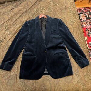 J. Crew Blue Velvet Shawl Collar Blazer
